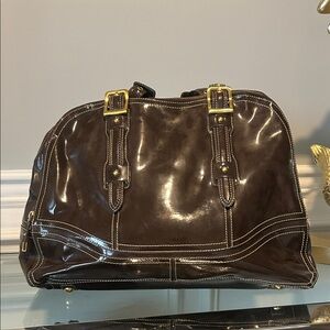 Elegant Brown Patent Handbag